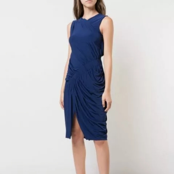 New Jason Wu Collection Sapphire Blue Draped Midi Dress 12 US NWT MSRP $1695.00 - Picture 3 of 15